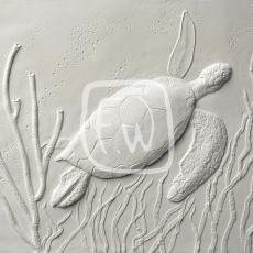 panneau mural décoratif en plâtre blanc motif tortue de mer en bas-relief